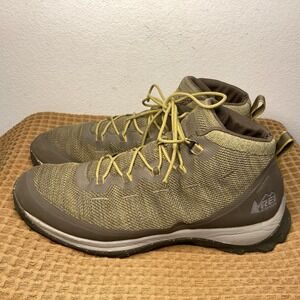REI Co-op Boots Mens Sz 13 EU 47.5 Green Hiking Boots Brown HydroWall Outdoor